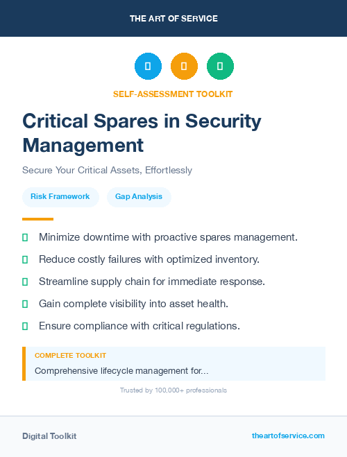 Critical Spares in Security Management