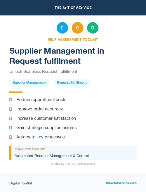 Supplier Management in Request fulfilment