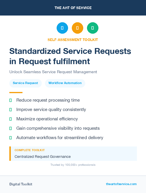 Standardized Service Requests in Request fulfilment