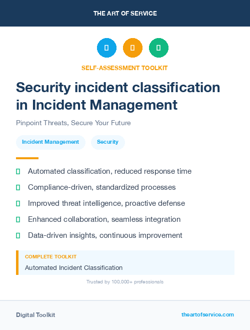 Security incident classification in Incident Management