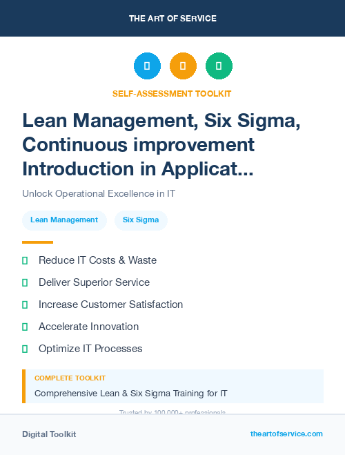 Lean Management, Six Sigma, Continuous improvement Introduction in Application Management