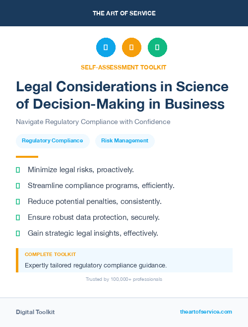 Legal Considerations in Science of Decision-Making in Business