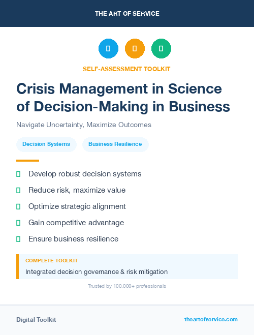 Crisis Management in Science of Decision-Making in Business