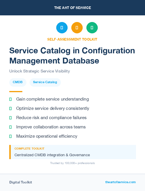 Service Catalog in Configuration Management Database