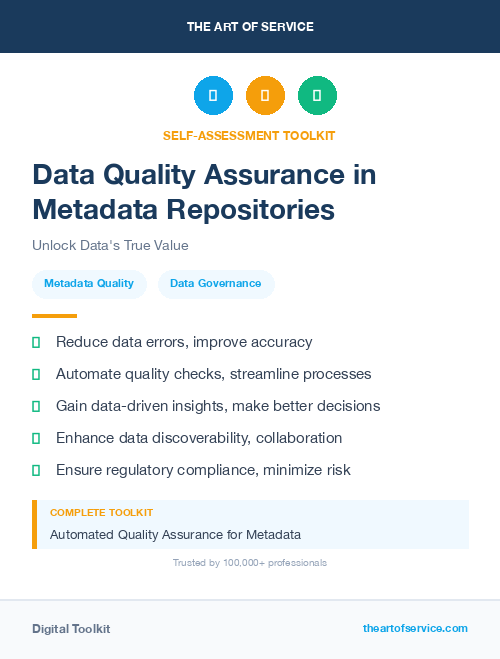 Data Quality Assurance in Metadata Repositories