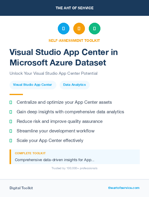 Visual Studio App Center in Microsoft Azure Dataset