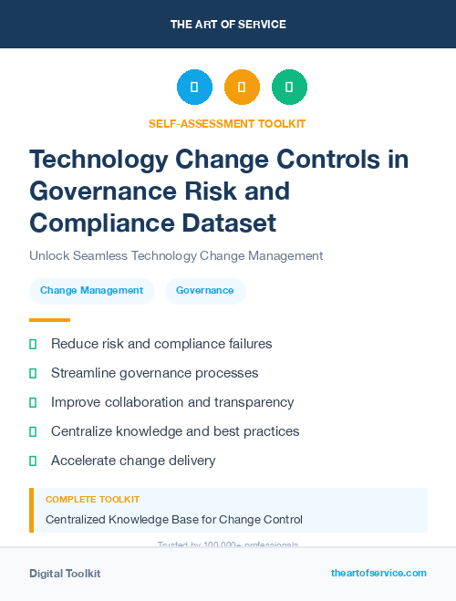 Technology Change Controls in Governance Risk and Compliance Dataset