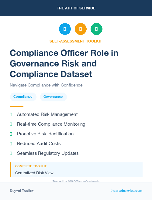 Compliance Officer Role in Governance Risk and Compliance Dataset