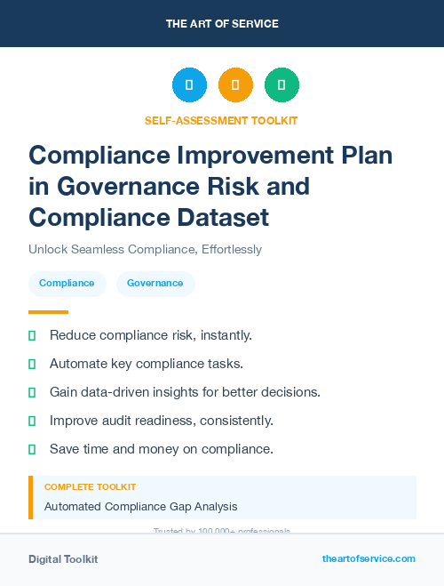 Compliance Improvement Plan in Governance Risk and Compliance Dataset