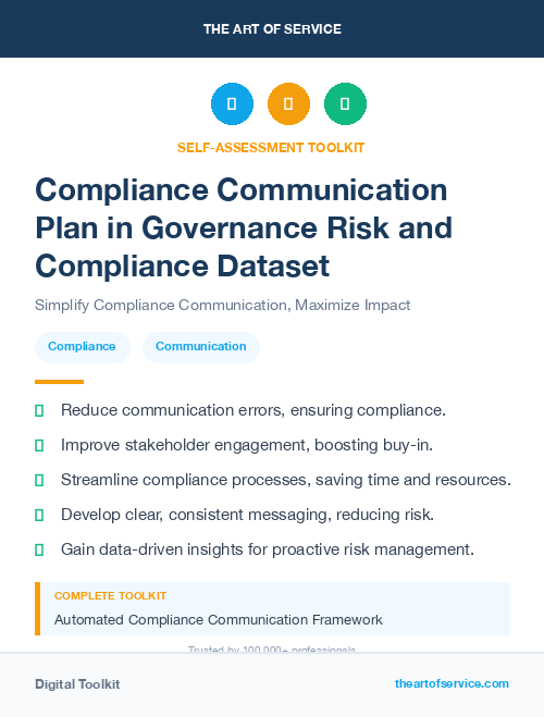 Compliance Communication Plan in Governance Risk and Compliance Dataset