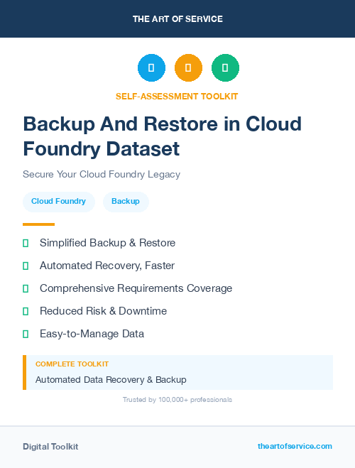Backup And Restore in Cloud Foundry Dataset
