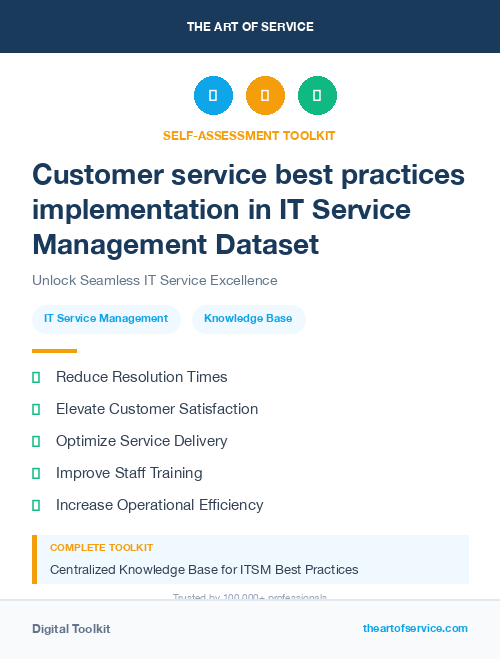 Customer service best practices implementation in IT Service Management Dataset