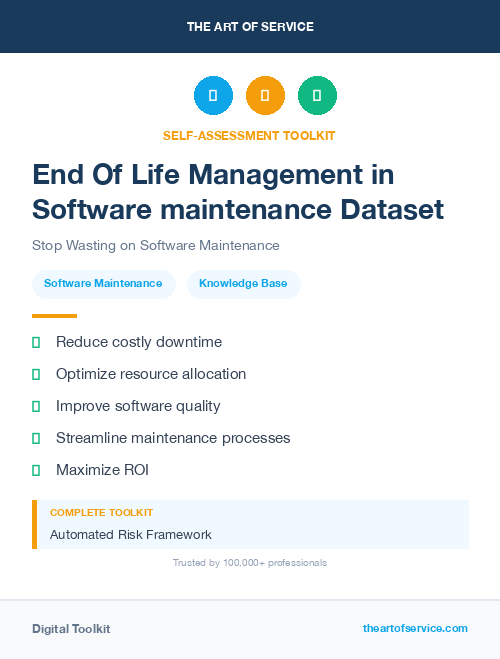 End Of Life Management in Software maintenance Dataset