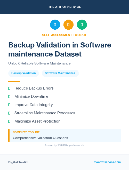 Backup Validation in Software maintenance Dataset