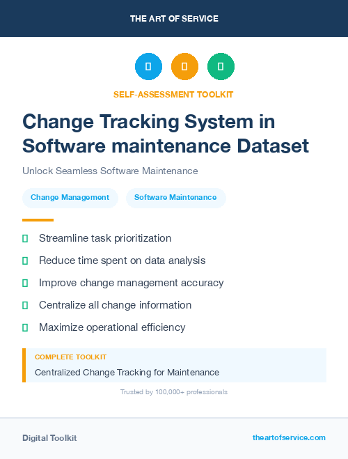 Change Tracking System in Software maintenance Dataset