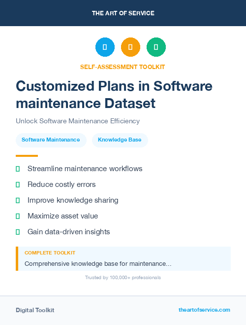 Customized Plans in Software maintenance Dataset