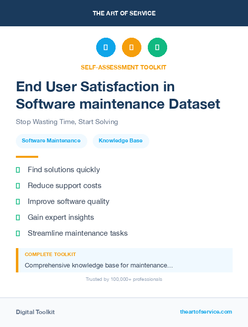 End User Satisfaction in Software maintenance Dataset