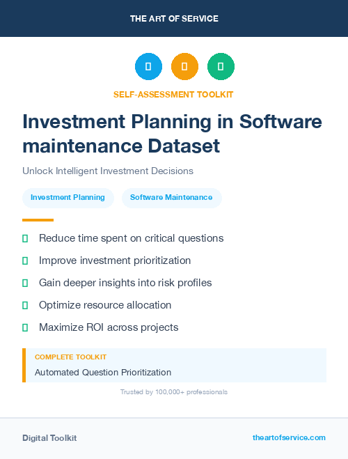 Investment Planning in Software maintenance Dataset