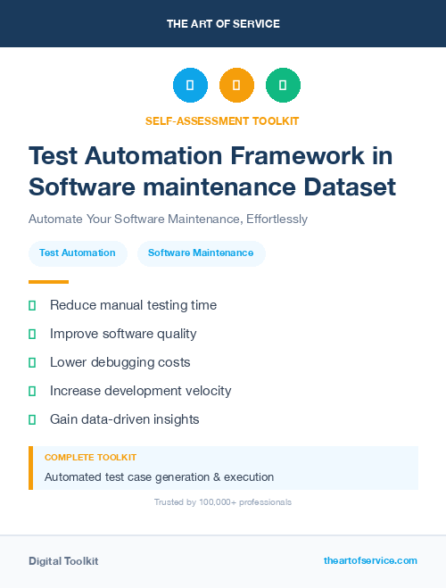 Test Automation Framework in Software maintenance Dataset