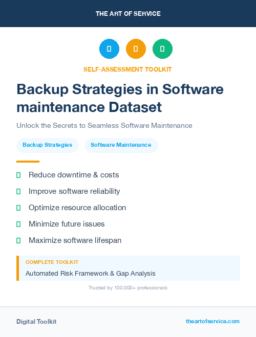 Backup Strategies in Software maintenance Dataset