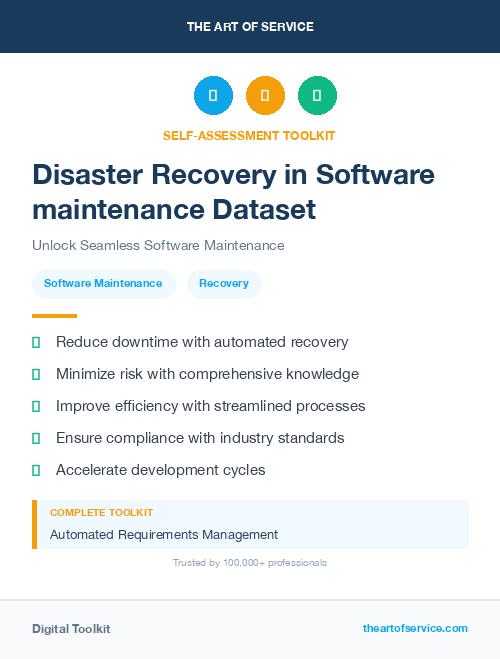Disaster Recovery in Software maintenance Dataset