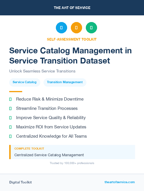 Service Catalog Management in Service Transition Dataset