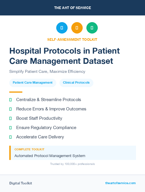 Hospital Protocols in Patient Care Management Dataset