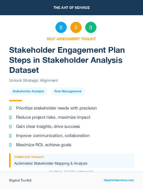 Stakeholder Engagement Plan Steps in Stakeholder Analysis Dataset