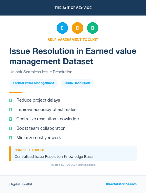 Issue Resolution in Earned value management Dataset