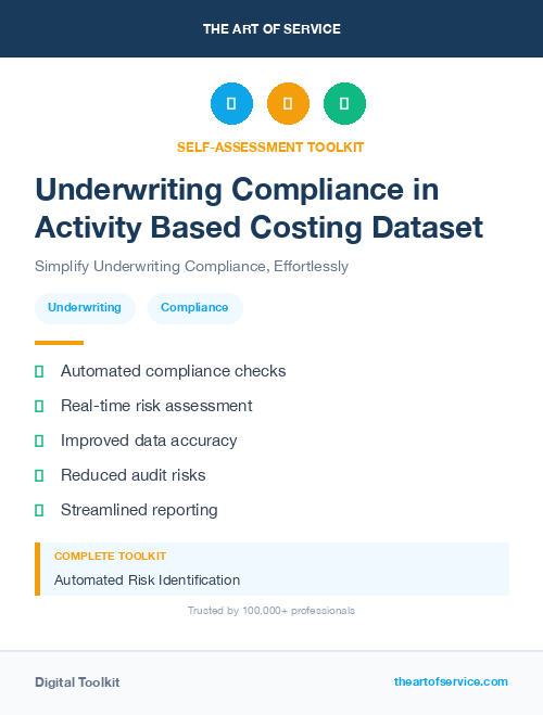 Underwriting Compliance in Activity Based Costing Dataset