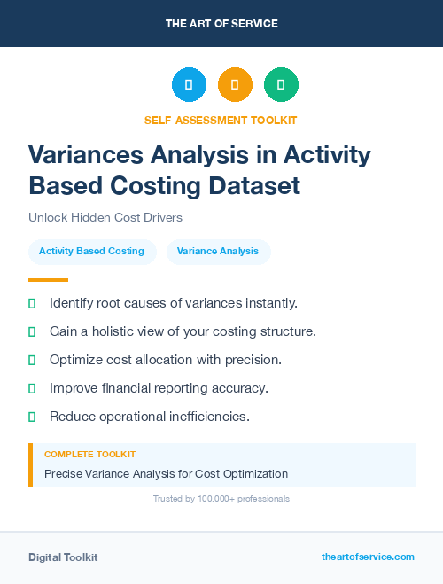 Variances Analysis in Activity Based Costing Dataset