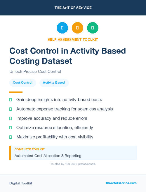 Cost Control in Activity Based Costing Dataset