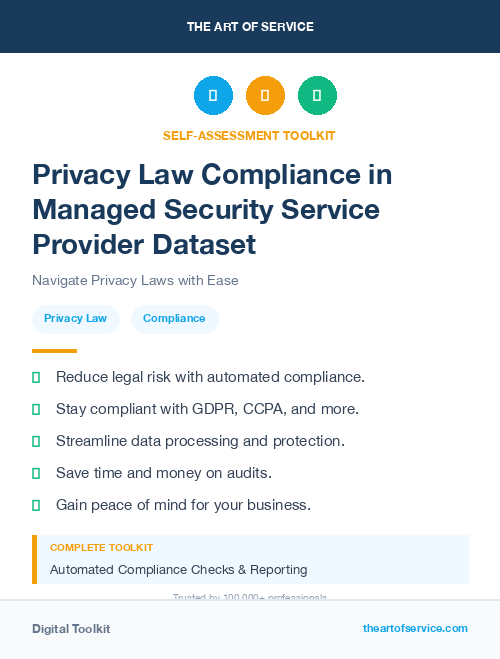 Privacy Law Compliance in Managed Security Service Provider Dataset