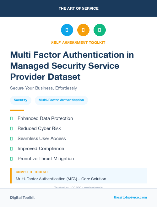 Multi Factor Authentication in Managed Security Service Provider Dataset