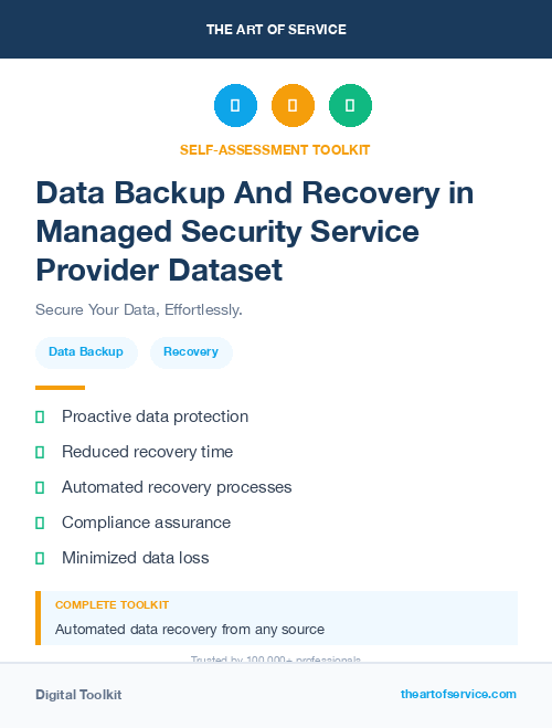 Data Backup And Recovery in Managed Security Service Provider Dataset