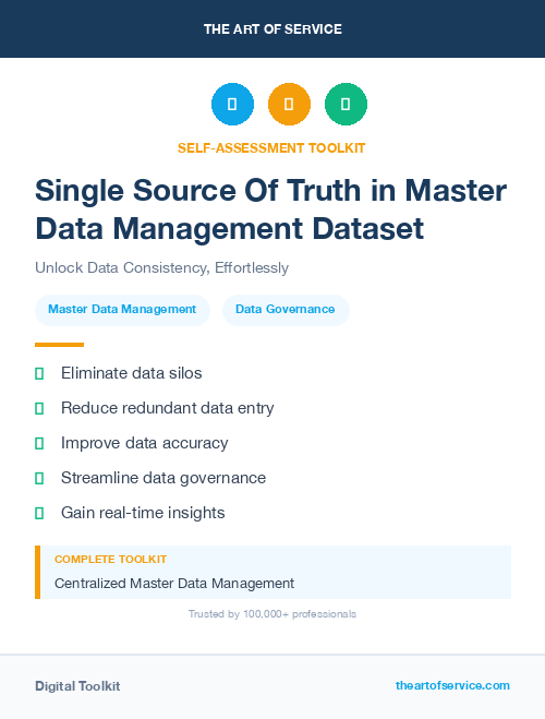 Single Source Of Truth in Master Data Management Dataset
