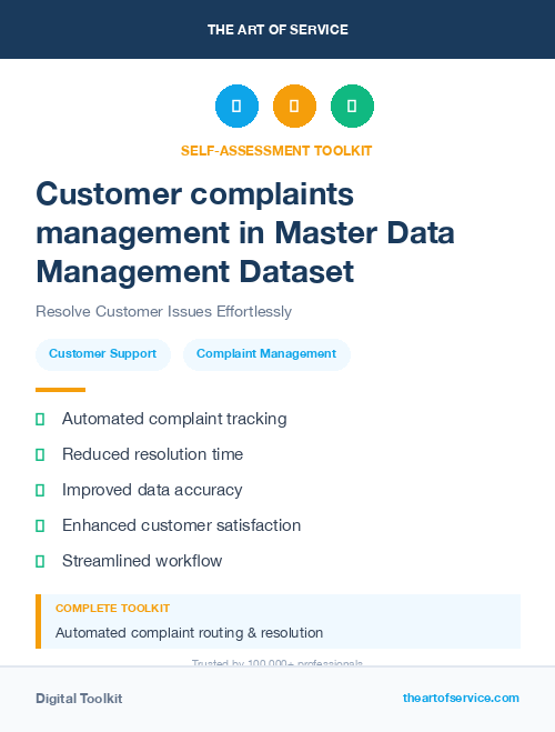Customer complaints management in Master Data Management Dataset