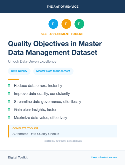 Quality Objectives in Master Data Management Dataset