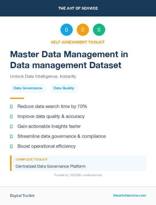 Master Data Management in Data management Dataset
