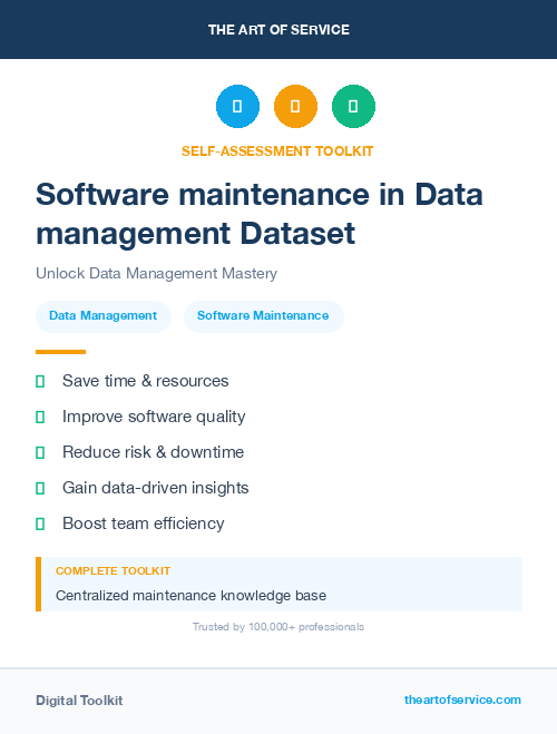 Software maintenance in Data management Dataset