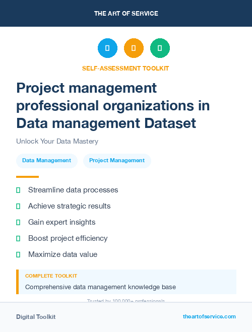 Project management professional organizations in Data management Dataset