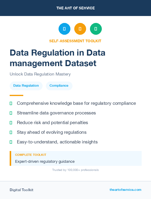 Data Regulation in Data management Dataset