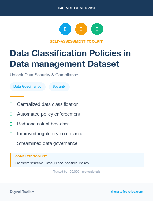 Data Classification Policies in Data management Dataset