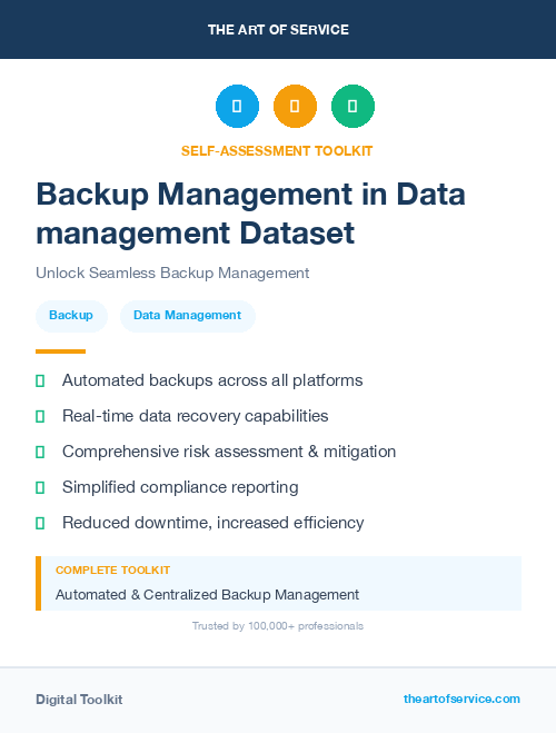 Backup Management in Data management Dataset