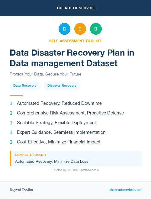 Data Disaster Recovery Plan in Data management Dataset