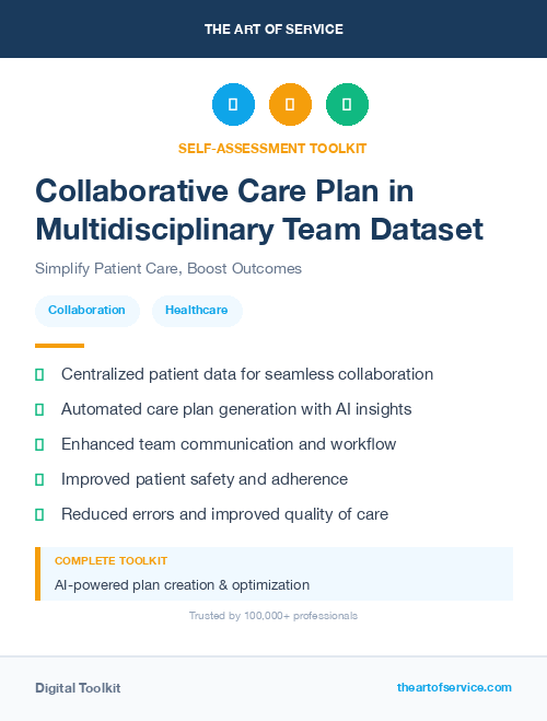 Collaborative Care Plan in Multidisciplinary Team Dataset