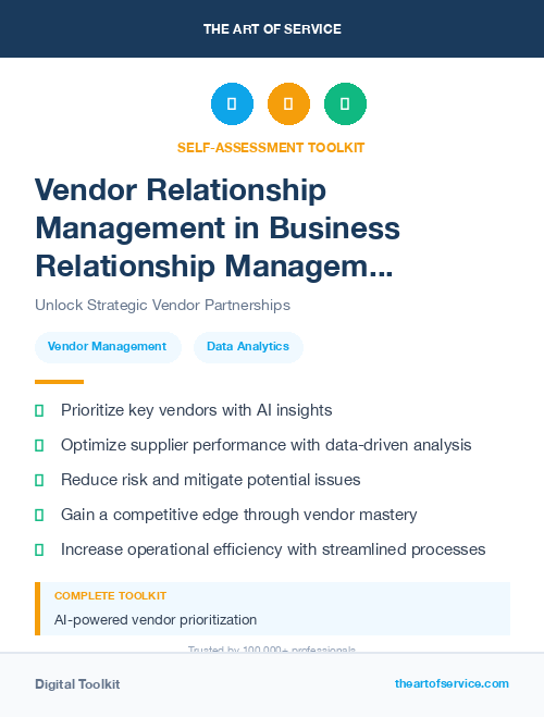 Vendor Relationship Management in Business Relationship Management Dataset