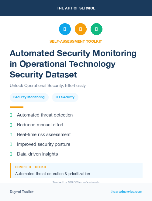 Automated Security Monitoring in Operational Technology Security Dataset