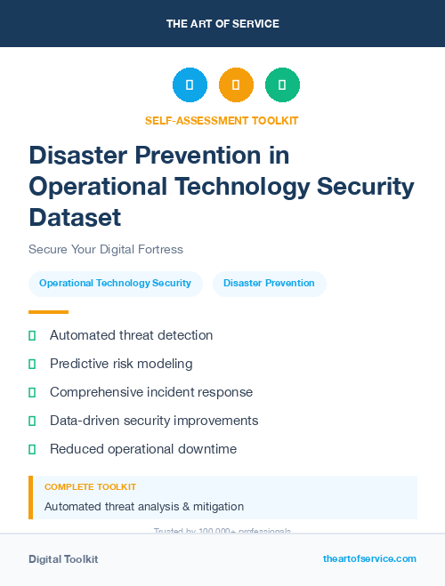 Disaster Prevention in Operational Technology Security Dataset