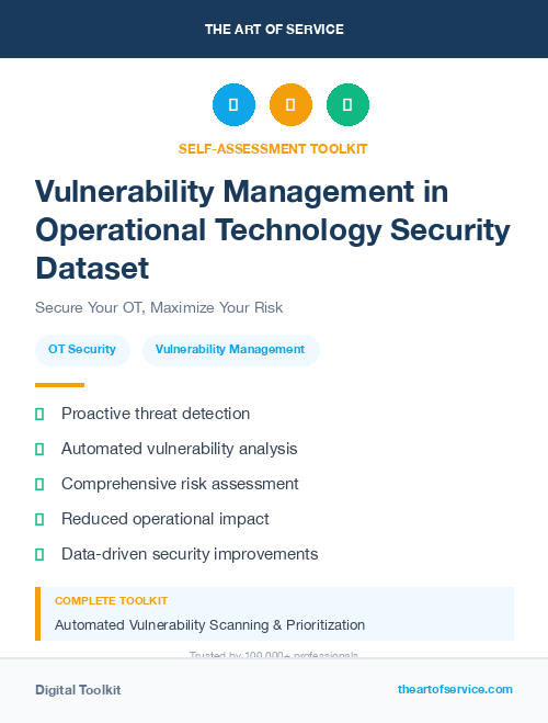 Vulnerability Management in Operational Technology Security Dataset